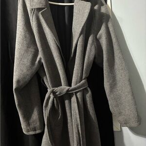 Women's Gray Herringbone Belted coat